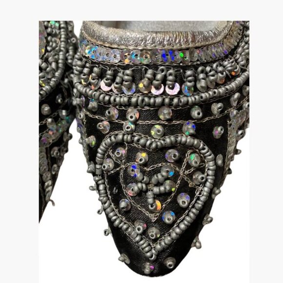 Naughty Monkey Flat Ballet-Style Sequin-Covered Shoes with Ties Size 8.5  EUC - Picture 6 of 11